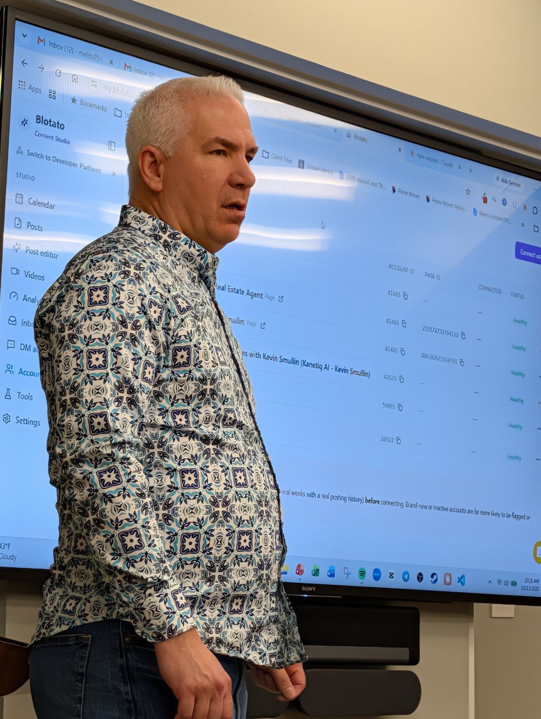 Kevin walking the class through Blotato
